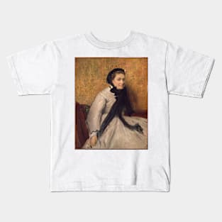 Portait of a Woman in Gray Kids T-Shirt